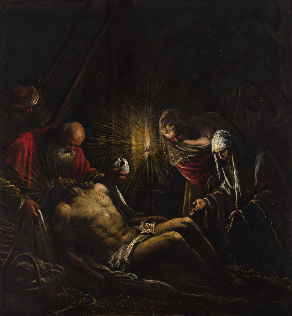 Jacopo Bassano, Italian, c.1510–1592; Lamentation by Candlelight, 1570s; oil on slate with gilding; 11 1/4 x 12 1/4 x 1/2 inches; Saint Louis Art Museum, Funds given by Opal and Arthur H. Meyer Jr.; Museum Purchase, by exchange 95:2021