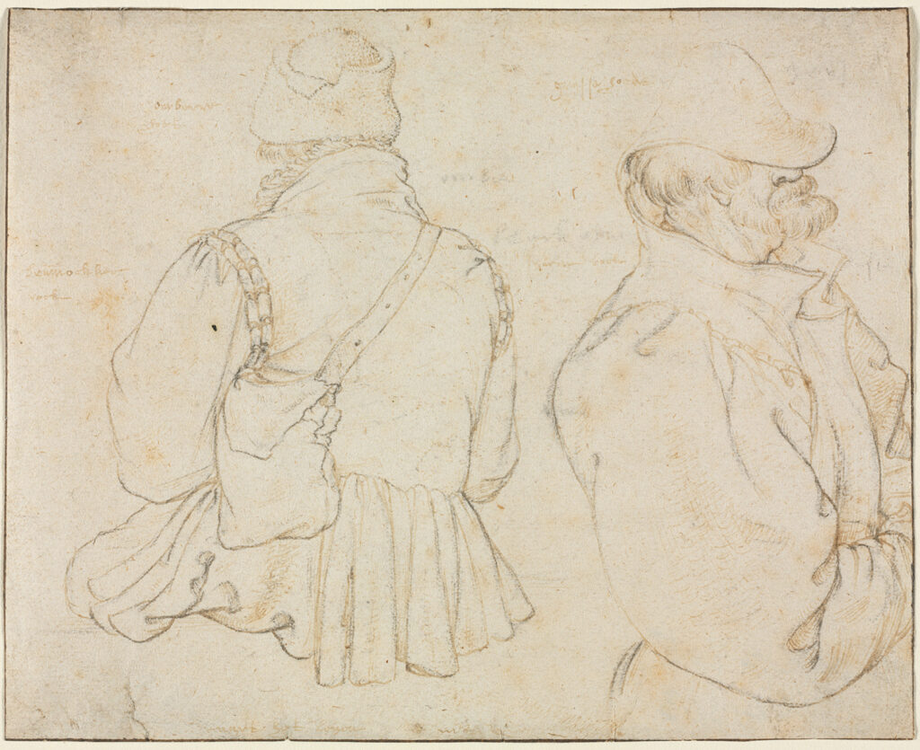 Roelandt Savery (Flemish, 1576‒1639), Two Bohemian Peasants in Half-Length, ca. 1600, pen and inks over preliminary drawing in black chalk, 5 15/16 × 7 3/8 in. (15.1 × 18.8 cm). Cleveland Museum of Art, purchase from the J. H. Wade Fund, acc. no. 1945.114