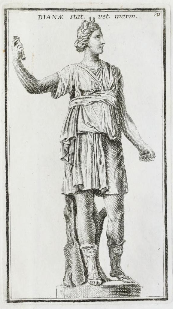 An eighteenth-century record of the statue of “Diana” from the Palazzo Lante, now Walters Art Museum, acc. no. 23.82, from Calcografia di Roma (Rome: Giovanni Battista Canetti, 1779), 3: pl. 20