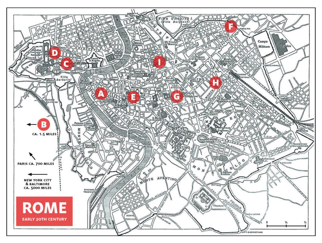 Map of the city of Rome with locations mentioned in text