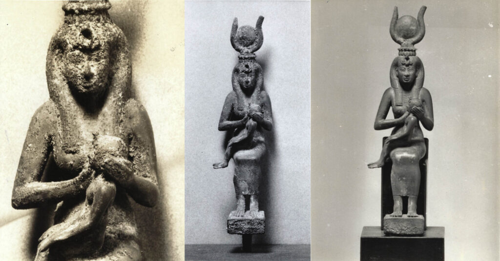 Detail of corroded Egyptian bronze sculpture