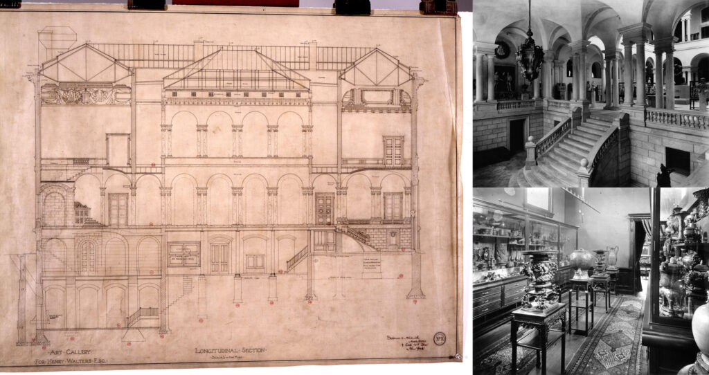 Architectural drawing of the Palazzo (Charles Street building) by Delano and Aldrich Architects for Henry Walters