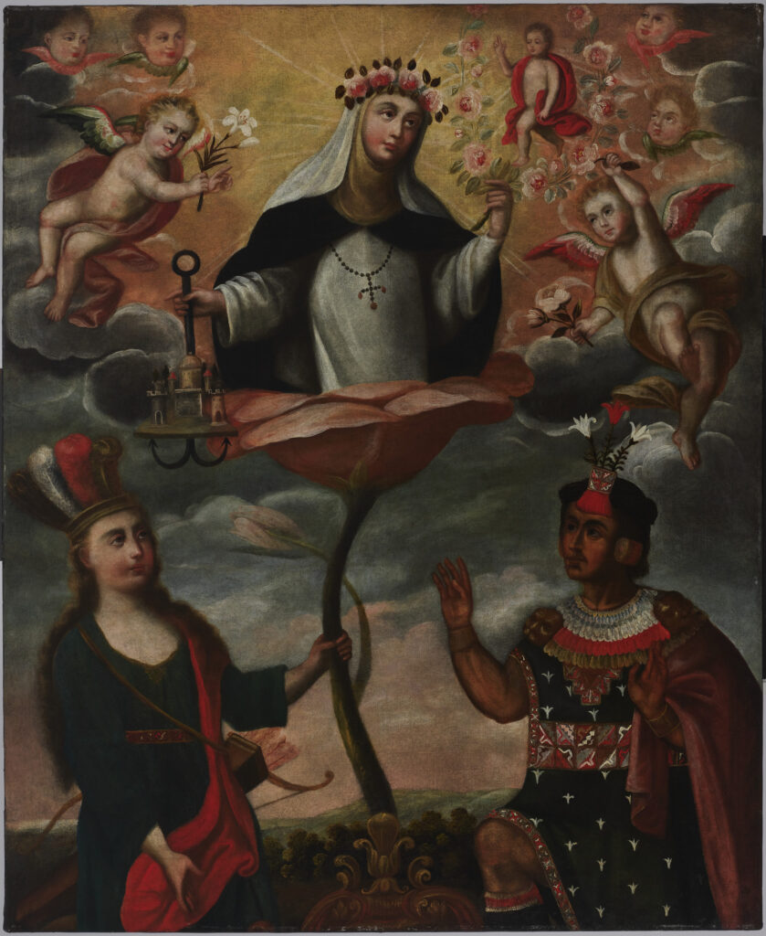 Unidentified Peruvian artist, An Allegory of Saint Rose of Lima, ca. 1730–1760, Viceroyalty of Peru, oil on canvas, 64 × 50 9/16 in. (162.5 × 128.5 cm). The Walters Art Museum, Baltimore, museum purchase, 2019, acc. no. 37.2940